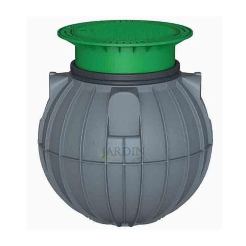 Fosse septique enterrée de 600 litres. Diamètre 112 cm, Hauteur 98,5 cm. Couvercle télescopique facilitant l\'inspection