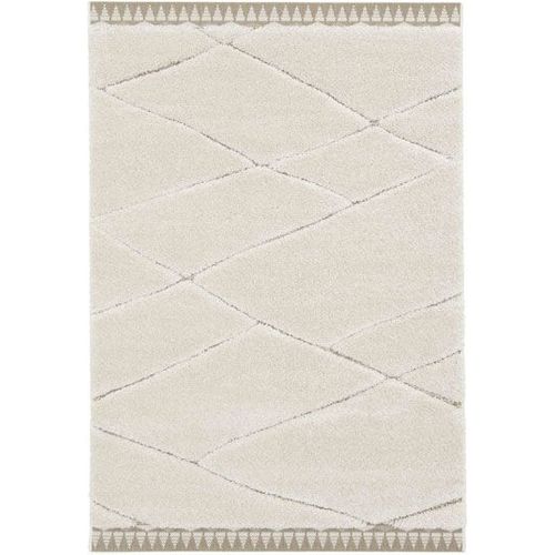 Tapis De Salon En Relief - Sweet Home - Ligne Écru Et Crème Decoweb.Com - 120 X 170 Cm