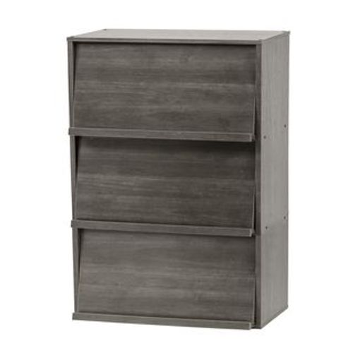 Iris Ohyama, Meuble De Rangement Avec Portes Et Étagères, Modulable,Bureau, Salon, Chambre - Chr-3, L86.3 X P37.1 X H20.5 Cm, Chêne Gris
