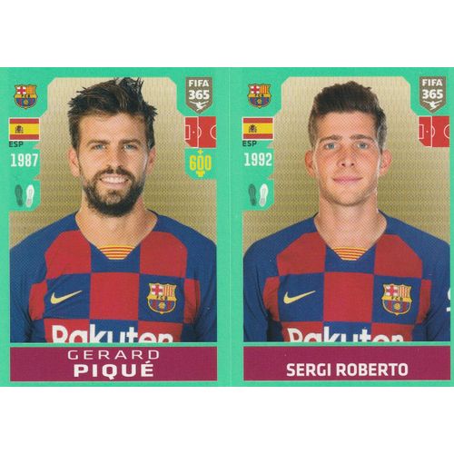 N° 94 A / 94 B - Stickers Image Vignette - Panini Fifa 365 - 2020 - The Golden World Of Football - Gerard Pique / Sergi Roberto - Fc Barcelone