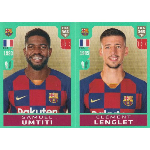 N° 95 A / 95 B - Stickers Image Vignette - Panini Fifa 365 - 2020 - The Golden World Of Football - Samuel Umtiti / Clement Lenglet - Fc Barcelone