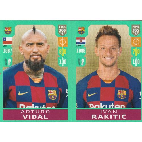 N° 98 A / 98 B - Stickers Image Vignette - Panini Fifa 365 - 2020 - The Golden World Of Football - Arturo Vidal / Ivan Rakitic - Fc Barcelone