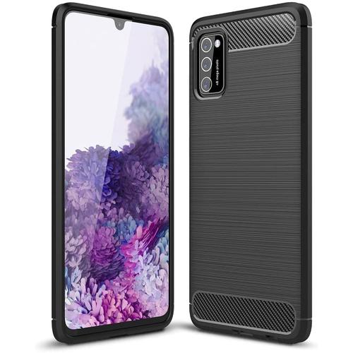 Advansia Housse Etui Coque Pour Samsung Galaxy A03s Noir Fibre De Carbone