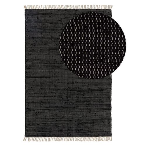 Tapis Poil Ras Fabriqué À Partir De Matériaux Recyclés Tom Noir 70x120 Cm - Tapis Poil Court Design Moderne Pour Salon