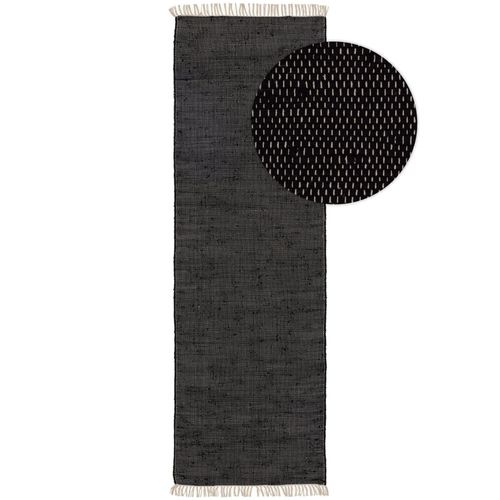 Tapis Poil Ras Fabriqué À Partir De Matériaux Recyclés Tom Noir 80x300 Cm - Tapis Poil Court Design Moderne Pour Salon