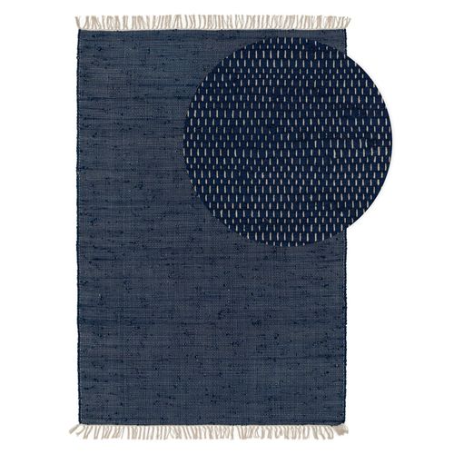 Tapis Poil Ras Fabriqué À Partir De Matériaux Recyclés Tom Bleu Foncé 60x100 Cm - Tapis Poil Court Design Moderne Pour Salon