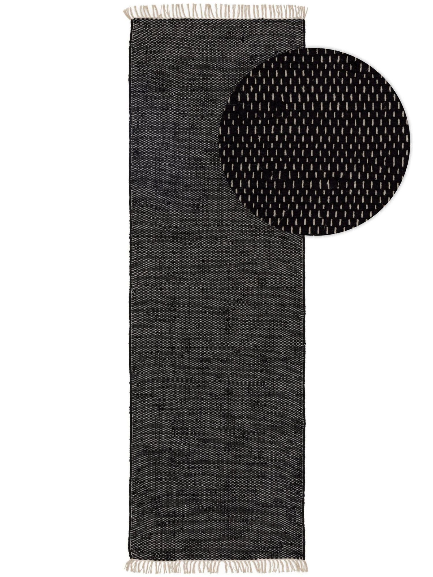 Tapis Poil Ras Fabriqué À Partir De Matériaux Recyclés Tom Noir 70x200 Cm - Tapis Poil Court Design Moderne Pour Salon