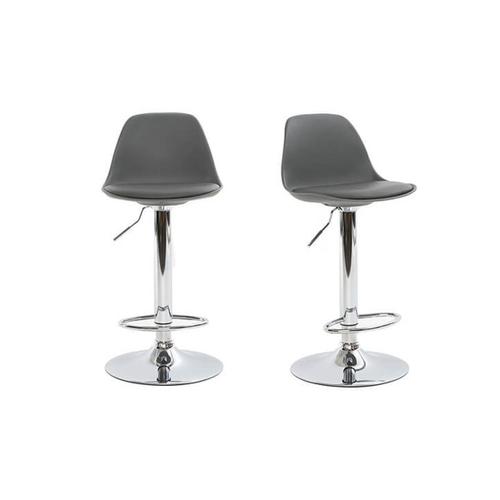 Tabouret De Bar Design Gris Lot De 2 Steevy