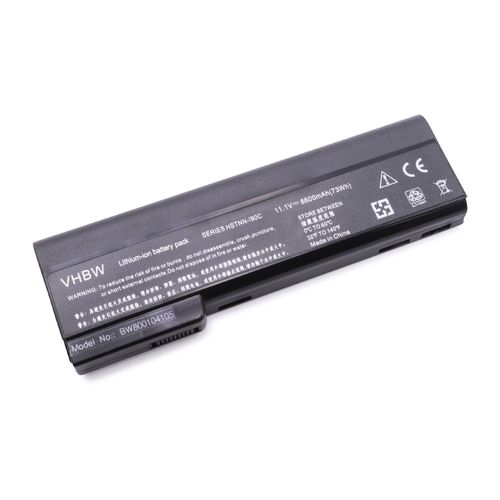 vhbw Batterie compatible avec HP ProBook 6360b, 6460b, 6465b, 6470b, 6475b, 6560b, 6565b, 6570b ordinateur portable (6600mAh, 11,1V, Li-ion)