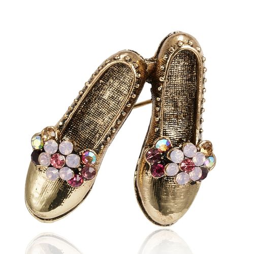 Broches De Chaussures Vintage Pour Mama, Plaqué Or Ancien, Strass Coloré, Mignon, Broche, Cadeau De Bijoux À La Mode, 2021