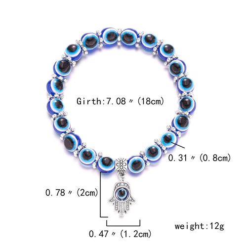 Bracelets À La Mode Pour Femmes, Couleur Argent, Bleu, Mauvais ¿Il, Papillon, Hibou Hamsa, Perle, Charme, Style Ethnique, Bijoux Faits À La Main