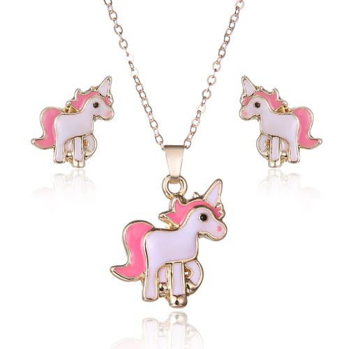 Ensembles De Bijoux Cheval Rose Pour Femmes, Boucles D'oreilles, Animaux, Colliers De Décoration, Accessoires De Mariage