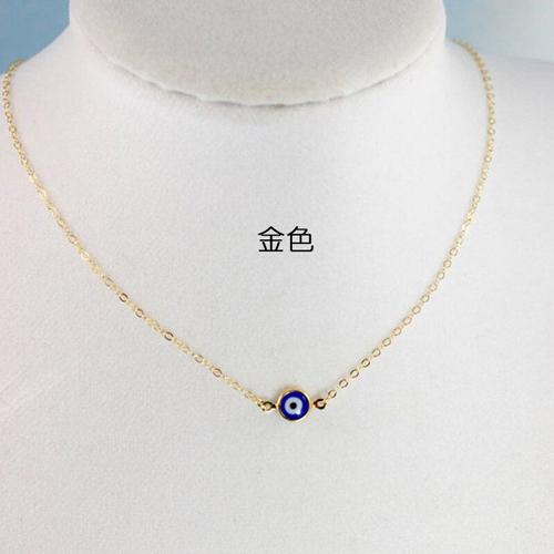 Collier Pendentif Mauvais ¿Il Minimaliste Pour Femmes, Chaîne À Maillons Fins, Mini Ras Du Cou Bleu, Bijoux Porte-Bonheur Turcs, Vente En Gros