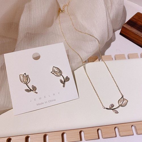 Boucles D'oreilles En Opale Rose Pour Femmes, Bijoux En Zircon, Délicat, Mignon, À La Mode, Collier D'étudiant