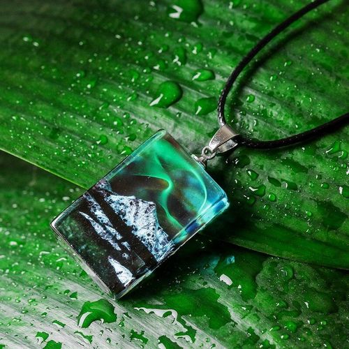 Collier À Breloques De Montagne De Neige Pour Femmes Et Hommes, Pendentif Géométrique Transparent En Résine, Chaîne, Bijoux À La Mode
