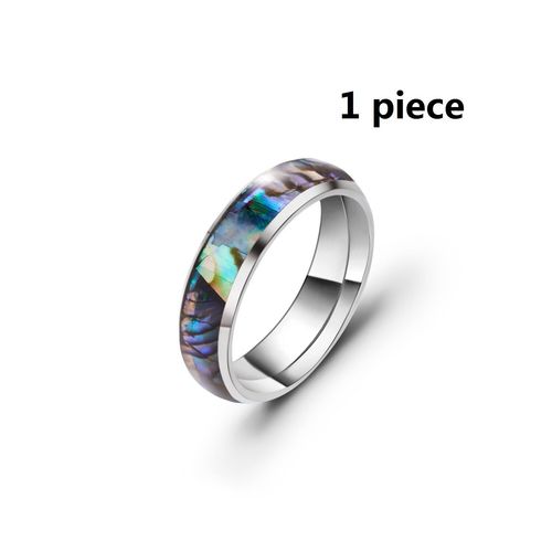Bagues De Couple En Acier Inoxydable Pour Femmes Et Hommes, Coquille Opale, Couleur Argent, C¿Ur, Bague Simple, Bijoux Pour Fête De Mariage, Anniversaire