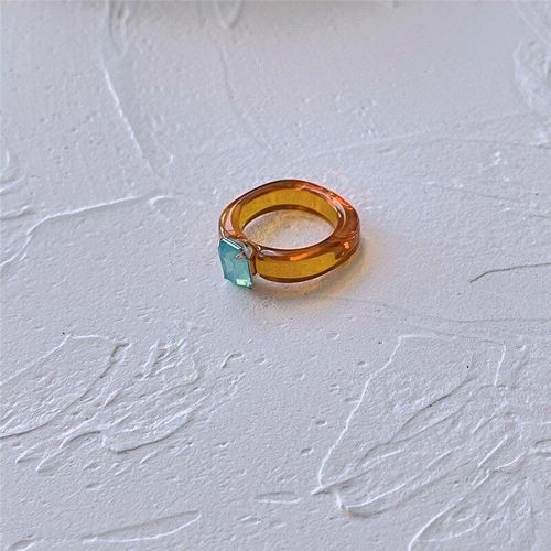 Bague En Résine Colorée Pour Femmes, Bijou Féminin, Grand, Transparent, Vintage, Beau, À La Mode