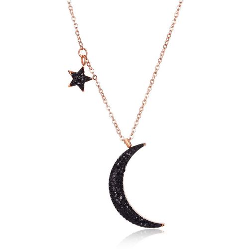 Collier En Or Rose Avec Pendentif Lune Et Étoile Pour Femmes, Chaîne À Clavicule, Bijoux Élégants, Nouveaux Accessoires À La Mode, 2021