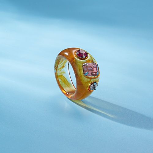 Bagues Coréennes En Résine Strass Pour Femmes, Style Ins, Acrylique Transparent Géométrique Carré, Bijoux De Fête Banquet