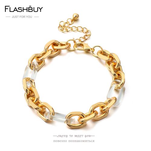 Bracelet En Acrylique Transparent Pour Hommes Et Femmes, Chaîne En Métal Doré, Bijoux Épais Torsadé, Mode Cubaine