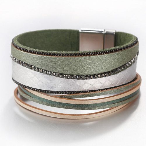 Bracelets En Cuir À Strass Pour Femmes, Bijoux Fantaisie Simples À Motif Ondulé Large, Vente En Gros