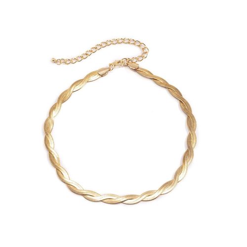 Collier Ras Du Cou Couleur Or Pour Femmes, Simple, Tissé En Métal, Enroulé, Os De Serpent, Bijoux Minimalistes Et Inhabituels