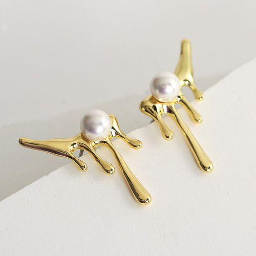 Boucles D'oreilles Punk En Métal Doré Pour Femmes, Irrégulières, Perle De Lave, Nouvelle Tendance, Bijoux
