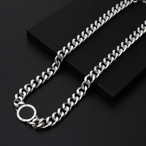 Collier Rond Noir Avec Chiffres Romains Pour Hommes Et Femmes, Chaîne Épaisse, Couleur Or Ou Argent, Bijoux Tendance