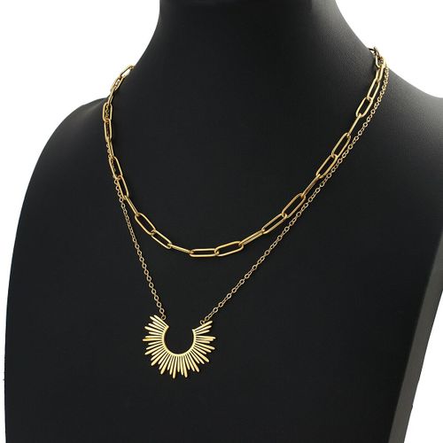 Collier Bohème En Acier Inoxydable Plaqué Or 24k, Chaîne À Pendentif Géométrique, Pour Hommes Et Femmes, Bijoux De Couleur Or
