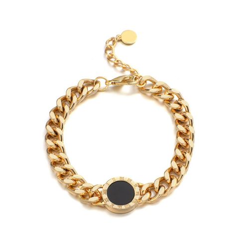 Bracelet Rond Noir Pour Hommes Et Femmes, Avec Chiffres Romains, Tendance, Épais, Couleur Or Et Argent, Chaîne Épaisse, Bijoux De Déclaration, Cadeau Pour Adolescent