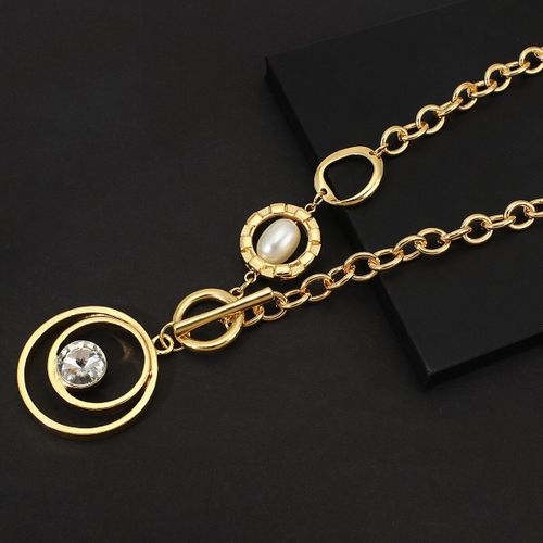 Collier De Couleur Or Pour Femmes, Nouveau Design, Mode, Perle, Cristal, Pendentif Géométrique, Bijoux