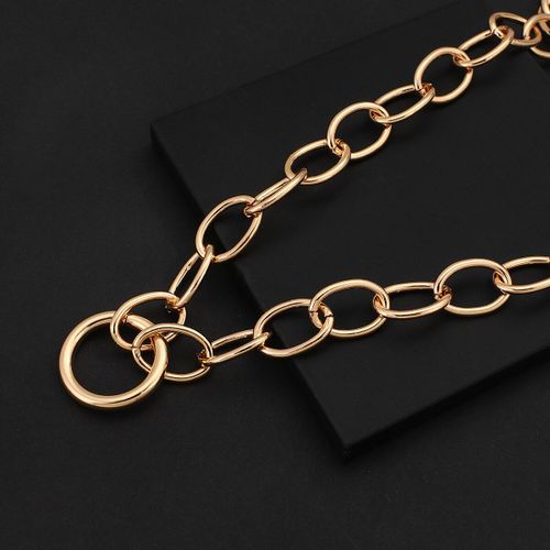 Collier Ras Du Cou Couleur Or Pour Femmes, Chaîne En Métal, Pendentif Rond, Accessoires De Bijouterie À La Mode
