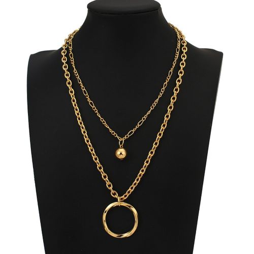 Collier Doré Et Argenté Simple Pour Hommes Et Femmes, Gros Pendentif Rond En Boule De Métal, Nouvelle Tendance, Bijoux 2021