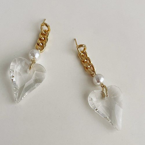 Boucles D'oreilles En Forme De C¿Ur Pour Femmes, Bijoux En Acrylique Transparent, Chaîne En Métal, Tendance, Nouvelle Collection 2021