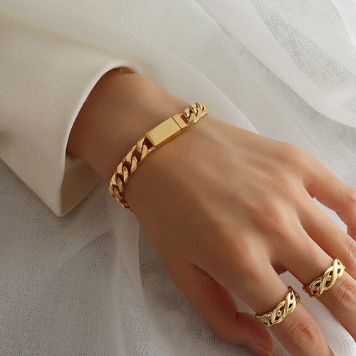 Bracelet En Acier Inoxydable 316l, Épais Et Plat, Chaîne Cubaine, Couleur Or, Bracelet Enroulé Avec Aimant, Nouvelle Tendance, Bijoux, Vente En Gros, 2021