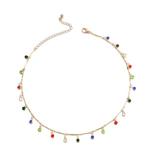 Collier Ras Du Cou Rond Coloré En Strass Pour Femmes, Chaîne Fine, Bijoux À La Mode Bohème Y2k