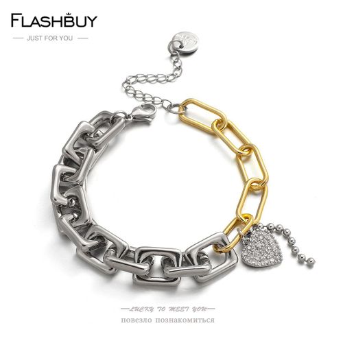 Bracelets À Breloques Simples Pour Femmes Et Hommes, Chaîne En Métal, Amour, C¿Ur, Ajustable, Couleur Argent