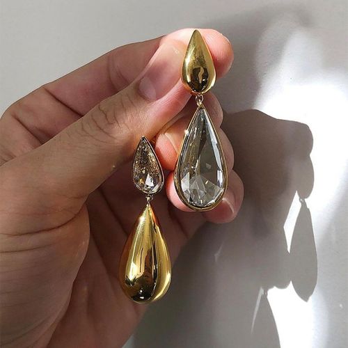 Boucles D'oreilles Asymétriques En Cristal Zircon Pour Femmes Et Filles, Bijoux De Fête En Métal Doré, Vintage, Nouvelle Collection, S925