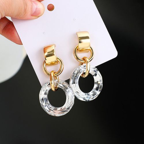 Boucles D'oreilles Rondes En Métal Transparent Et Cristal Pour Femmes, Bijoux De Fête, Tendance, Forme Géométrique Irrégulière
