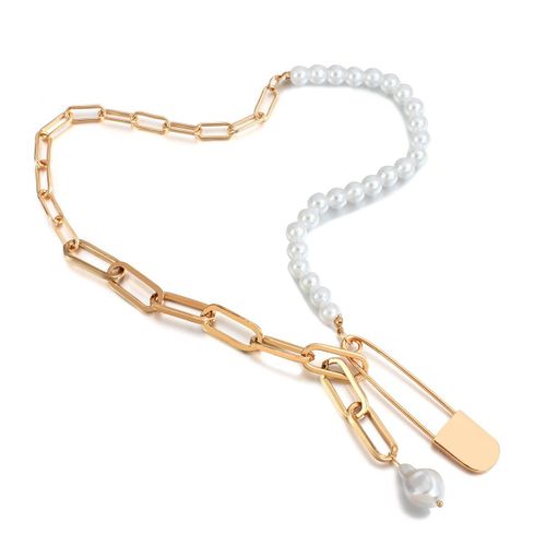 Collier Avec Pendentif En Forme De Trombone Pour Femmes, Collier Avec Perles En Métal, Chaîne Longue, Punk, Couleur Or, Nouvelle Personnalité, Bijoux Inhabituels