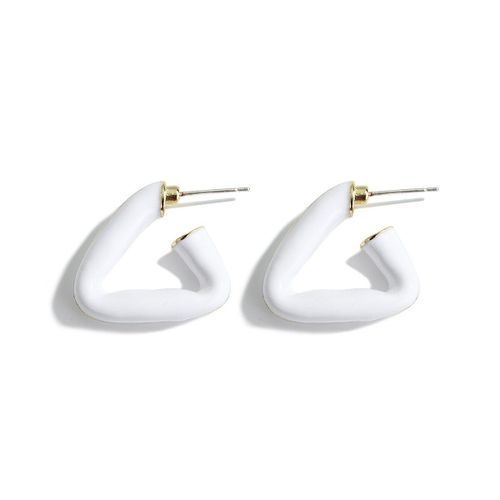 Boucles D'oreilles Vintage En Forme De Triangle Géométrique Pour Femmes, En Émail Blanc, En Métal, De Couleur Rouge Et Verte, Bijoux À La Mode