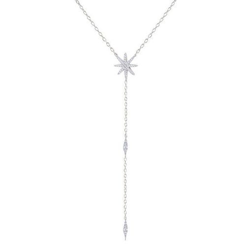 Collier Long À Pampilles En Argent Sterling 925, Zircon Brillant, Couleur Argent, Chaîne Clavicule, Étoile De Diamant Clignotante, Colliers, Bijoux Cadeaux