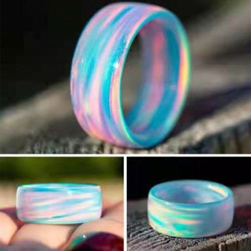 Bague En Acrylique Multicolore Pour Hommes Et Femmes, Anneau À Paillettes, Mode Arc-En-Ciel, Bagues Coréennes Rondes Et Épaisses, Accessoires De Bijoux