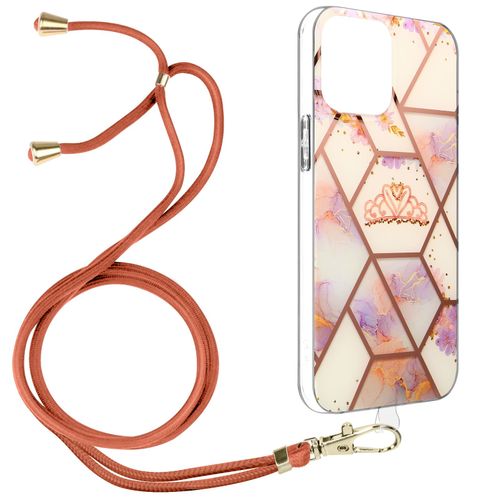 Coque Iphone 11 Pro Motif Géométrique Avec Cordon Amovible Rose Gold