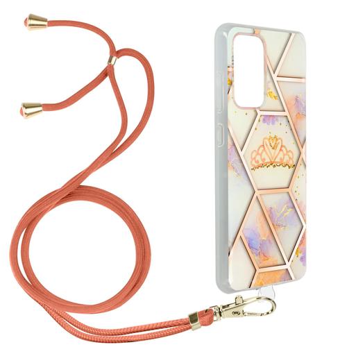 Coque Samsung Galaxy A72 Motif Géométrique Cordon Amovible Rose Gold