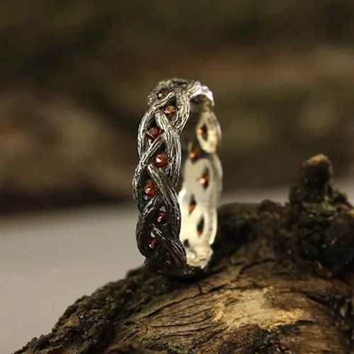 Bague Bohème Vintage Or Couleur Infini Entrelacée, Incrustation De Cristal Rouge, N¿Ud Celtique Viking, Bracelet De Mariage Pour Femmes