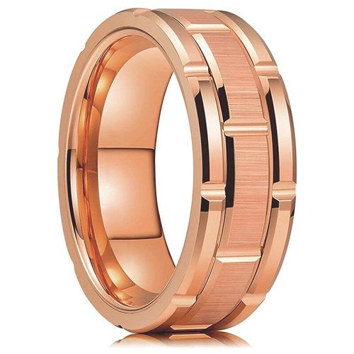Bague En Titane Et Acier Pour Hommes, Anneau Moderne De 8mm, Mode Or Rose Brossé, Double Rainure, Cadeau De Mariage, Bijoux De Fête