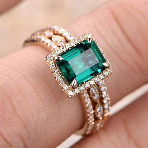 Bagues De Luxe En Cristal Bleu Pour Femmes, Style Boho 4, Mode, Couleur Or Jaune, Accessoires De Bijoux De Mariage, Cadeaux, Bague De Promesse, Pièces/Ensemble