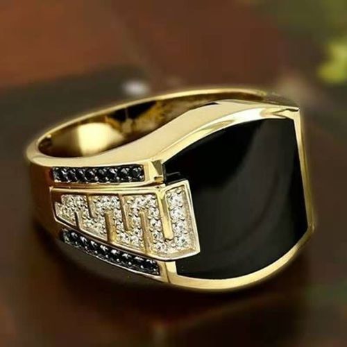 Bague De Luxe En Cristal Noir Pour Hommes, Style Moderne, Vintage Irrégulier, Incrusté De Zircon Aaa, Marque De Luxe