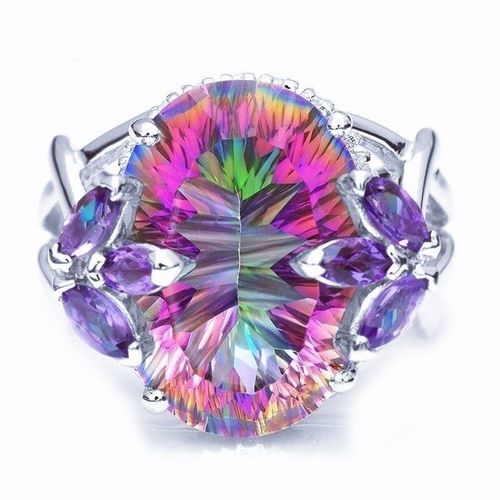 Bagues De Mariage Pour Femmes, Couleur Or Blanc, Arc-En-Ciel Mystique, Aaa +, Zircone Cubique, Promesse De Mariage, Bijoux Cadeaux De Fête